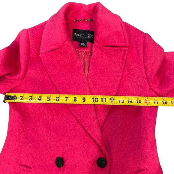 Rachel Zoe Peacoat Pink Wool Knee-Length Slit Pockets Button Closure size XS - Picture 10 of 13